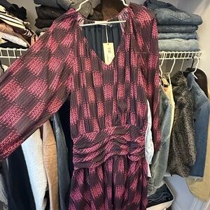 Ramy Brook Pink and Black Long Sleeve Dress